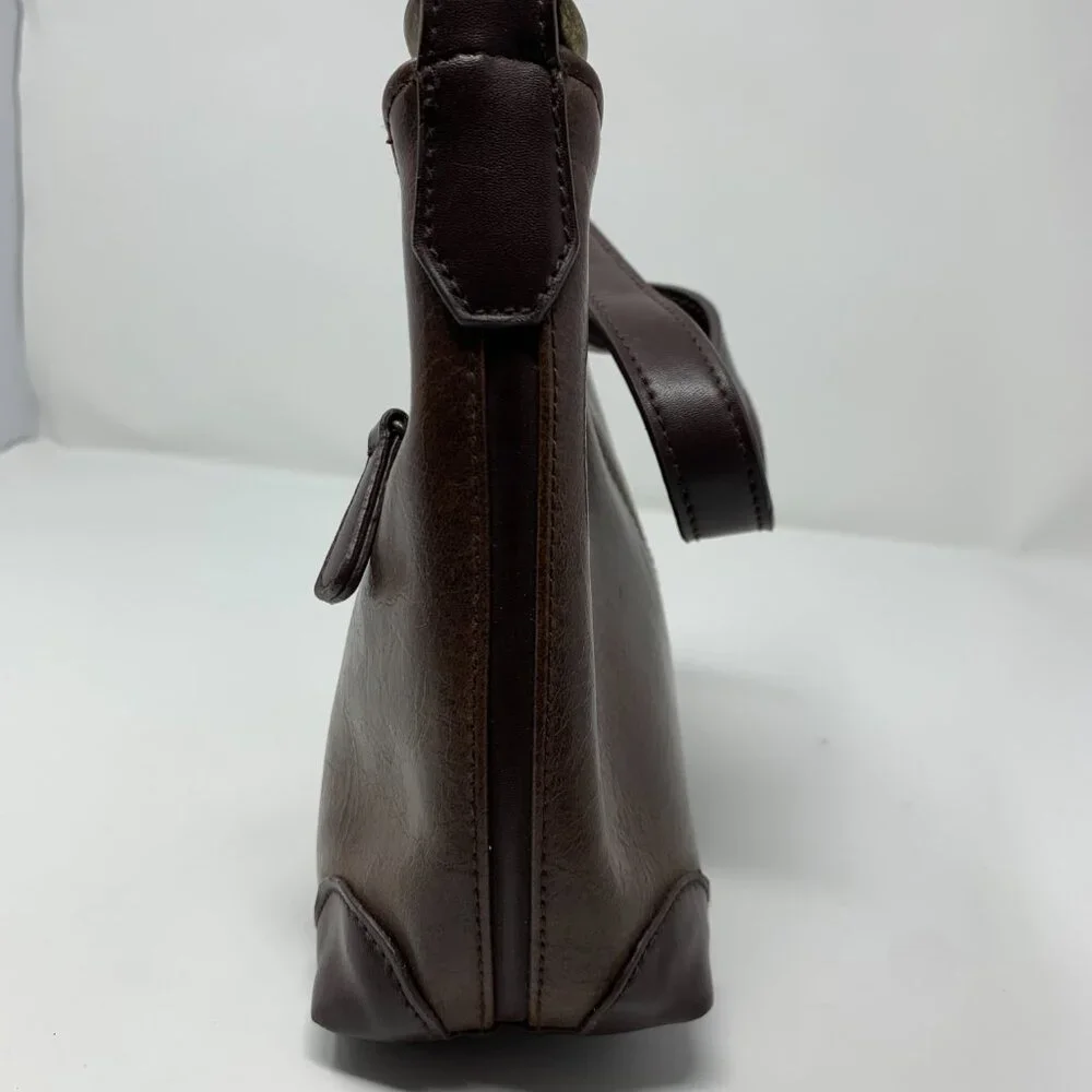 Vintage Leather Shoulder Bag Women Brown Hobo Purse Zip Pocket